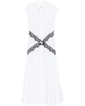 Viktor & Rolf Vestido Camisero Con Ribetes De Encaje - Blanco