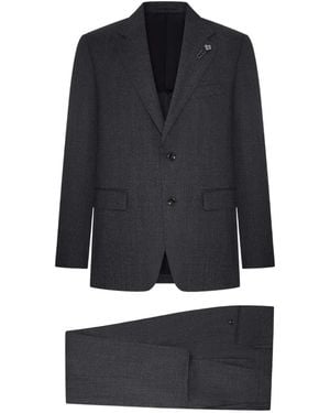 Lardini Flower-Pin Single-Breasted Suit - Blue