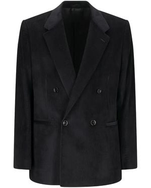 Lardini Double-Breasted Corduroy Jacket - Black