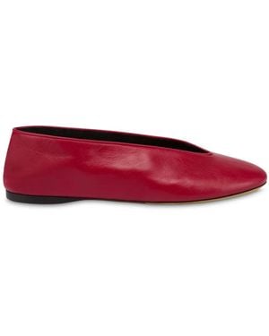 Moschino Leather Ballerina Shoes - Red