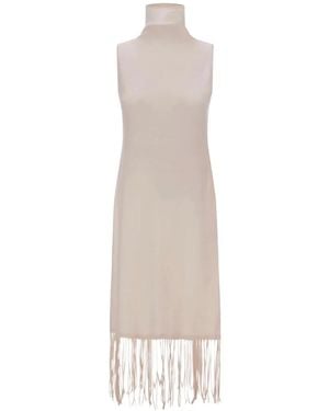 Herno Fringe-Trimmed Midi Dress - White