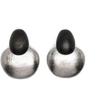 Monies Pebble-Shape Wooden Earrings - Black