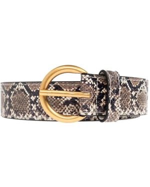 Duke & Dexter Ellis Snakeskin-Effect Buckle Belt - White