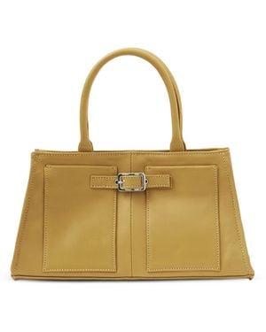 GIMAGUAS Buckle-Detail Leather Tote Bag - Metallic