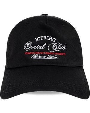 Iceberg Logo-Embroidered Baseball Cap - Black