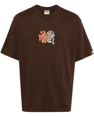 A Bathing Ape Camiseta con logo estampado - Marrón
