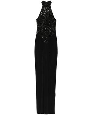 Nissa Neckholder-Maxikleid mit Pailletten - Schwarz