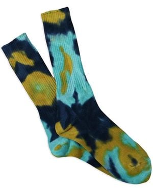 Anonymous Ism Chaussettes Crew Tie-Dye - Blue