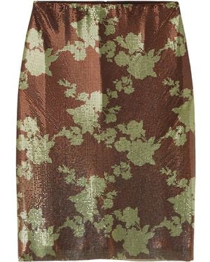 Versace Wild Roses A-Line Midi Skirt - Green
