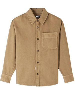 A.P.C. Logo-Embroidered Shirt Jacket - Natural