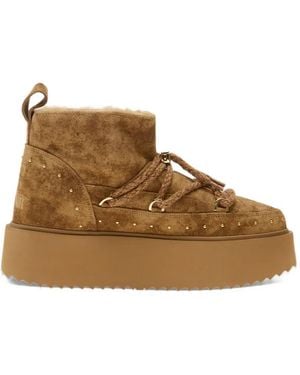 Inuikii Croco Platform Ankle Boots - Brown