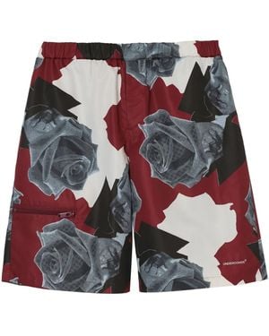 Undercover Taftshorts Mit Rosen-Print - Rot