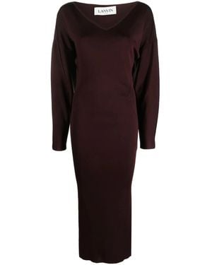 Lanvin V-Neck Midi Dress - Purple