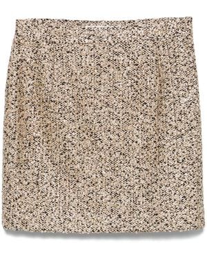 Alessandra Rich Lame Tweed Miniskirt - Natural
