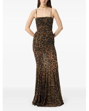 Blumarine Abendkleid Mit Leoparden-Print - Braun