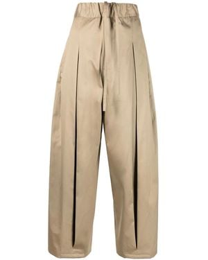 SAGE NATION Box-Pleat Wide-Leg Trousers - Natural