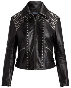 Polo Ralph Lauren Leren Jack Verfraaid Met Studs - Zwart