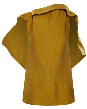 Magda Butrym Ruffled-Trim Tie-Fastening Top - Yellow