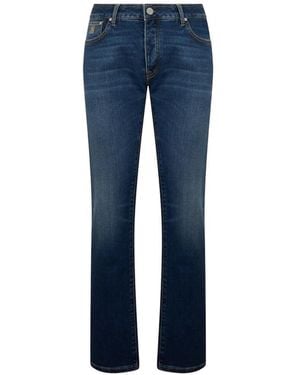 Moorer Five-Pocket Faded Jeans - Blue