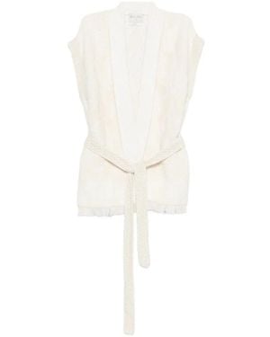 forte_forte Belt Fringed Jacket - White