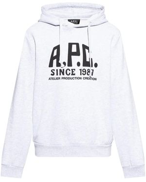 A.P.C. Light Hoodie With Bold Logo - White