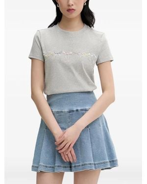 Miss Sixty Bow-Embellished T-Shirt - Gray