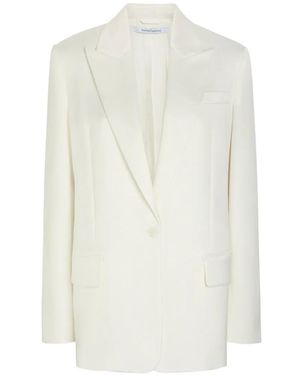 Another Tomorrow Single-Breasted Blazer - White