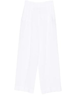 120% Lino Wide-Leg Linen Trousers - White