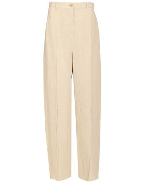 Emporio Armani Pressed-Crease Straight-Leg Trousers - Natural