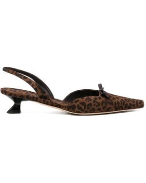 3Juin Leopard-Print Bow-Detail Pumps - Brown