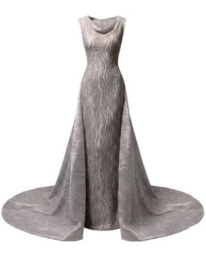 Gemy Maalouf Beaded Cowl-Neck Dress - Grey