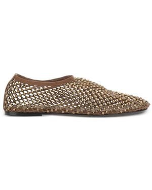 strategia shoes Dollie Embellished Mesh Ballet Flats - Brown