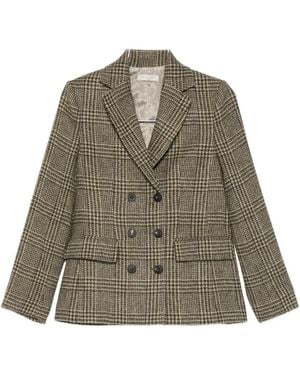 Antonelli Double-Breasted Check-Print Blazer - Green