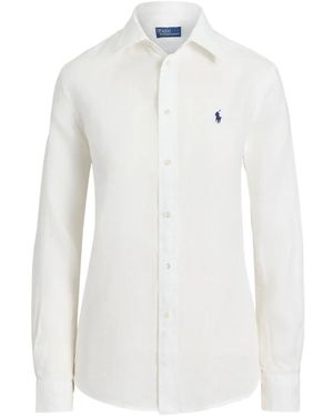 Polo Ralph Lauren Logo-Embroidered Linen Shirt - White