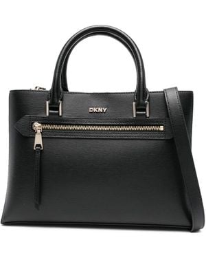 DKNY Small Logo-Plaque Tote Bag - Black