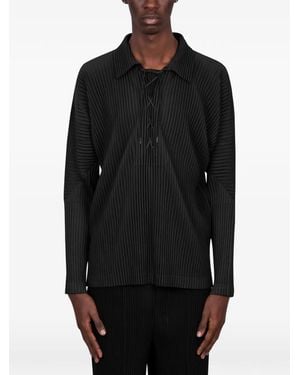 Homme Plissé Issey Miyake Lace-Up Pleated Shirt - Black