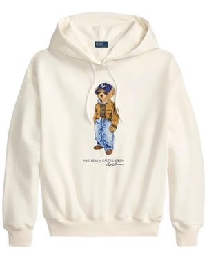 Polo Ralph Lauren Drawstring Hoodie With Front Print - White