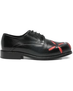 STEFAN COOKE Slashed Square-Toe Leather Derby Shoes - Black