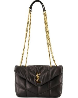 Saint Laurent Toy Puffer Cassandre Quilted Shoulder Bag - Black