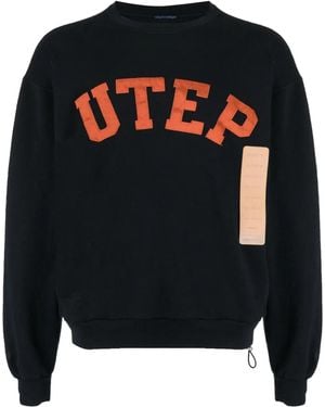4SDESIGNS Utep-Print Cotton Sweatshirt - Black