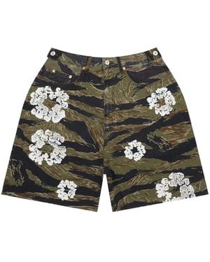 DENIM TEARS Tiger-Motif "Camo" Shorts - Black