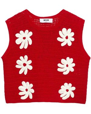 MSGM クロシェニット トップ - レッド