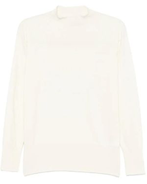 SERGIO MORETTI FIRENZE Mock-Neck Ribbed-Trim Jumper - White