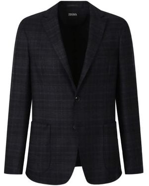 ZEGNA チェック ジャケット - ブラック