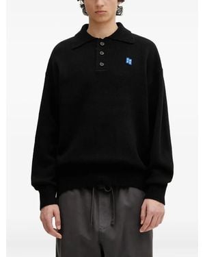 Adererror Polo-Neck Logo-Patch Sweater - Black
