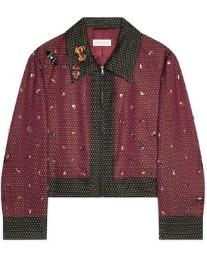 Dries Van Noten Jacquard Cropped Jacket - Red