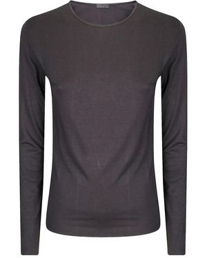Hira Long-Sleeve Round-Neck T-Shirt - Gray