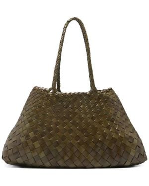 Dragon Diffusion Bolso Shopper Santa Croce Grande De Piel Tejido - Verde