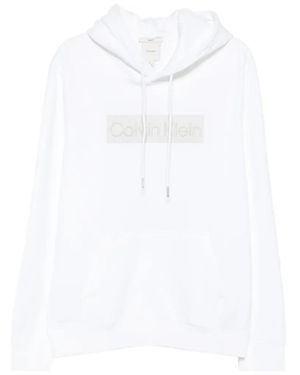 Calvin Klein Logo-Patch Drawstring Hoodie - White