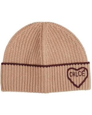 Chloé Ribbed Logo-Embroidered Beanie Hat - Natural